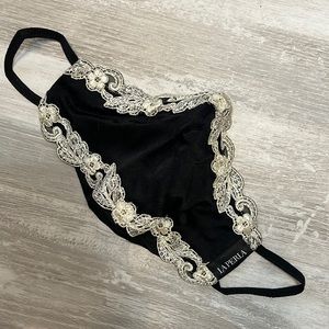 La Perla Black Face Mask with Gold Lace Trim